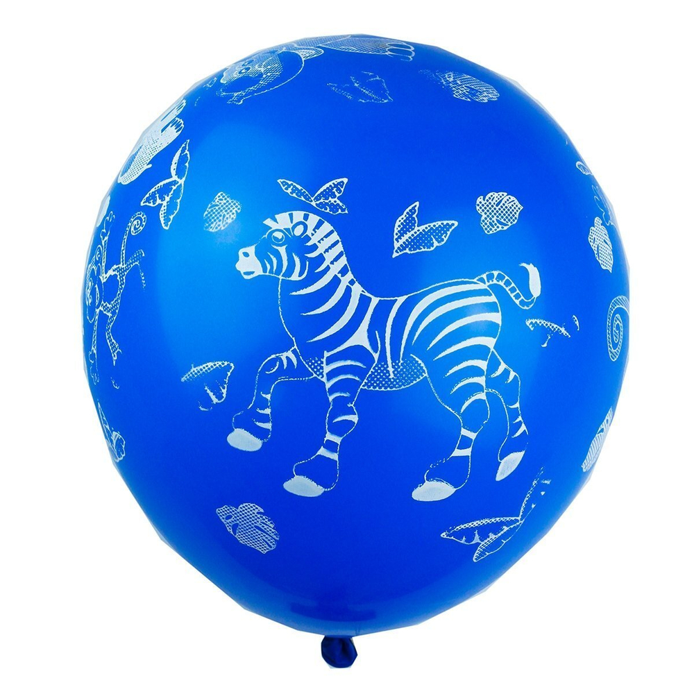 Шар воздушный детский Alingar , №12, "Zoo", ассорти (рисунок африканские звери), 100шт/уп, пакет с европодвесом