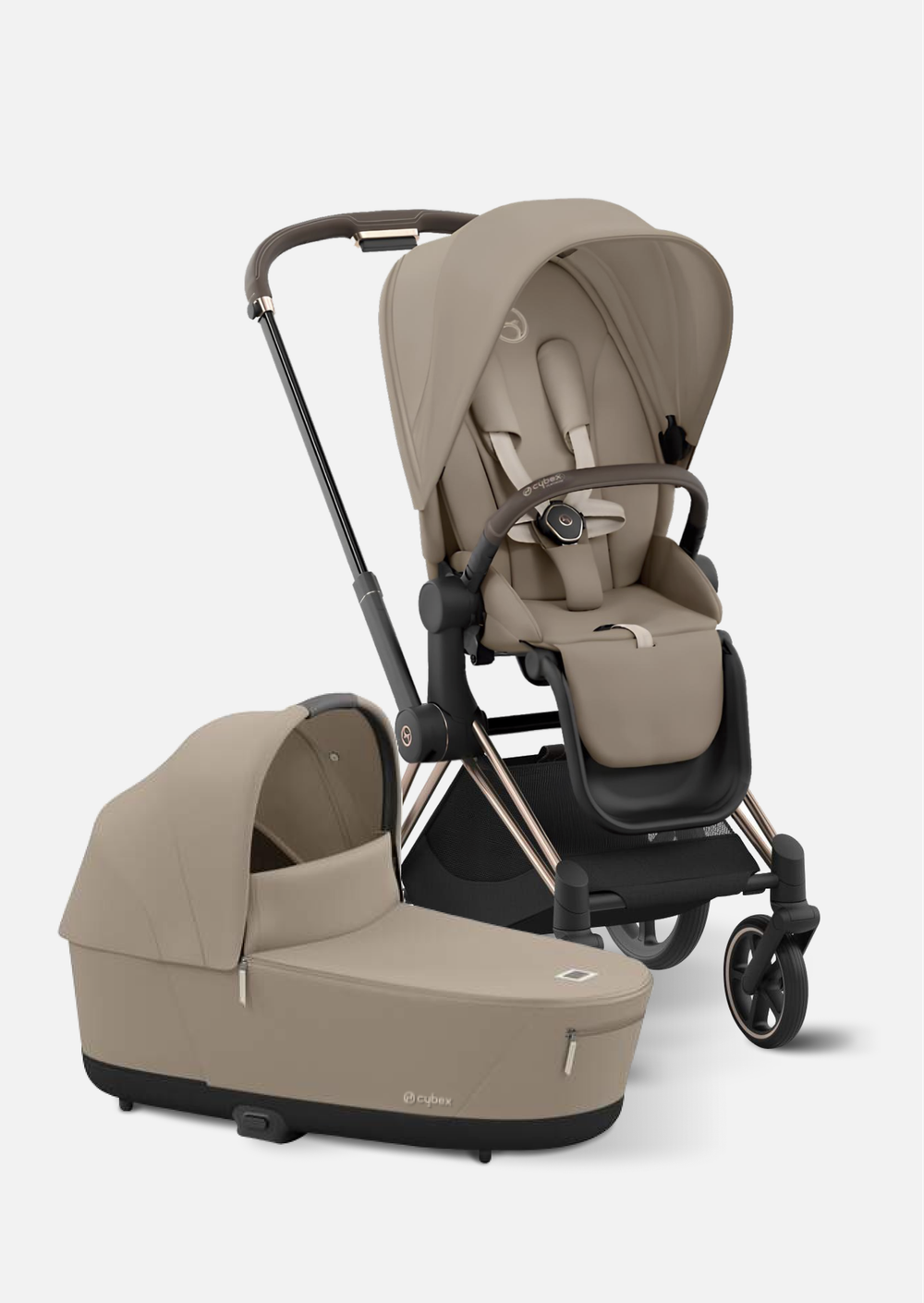 Cybex Детская коляска Priam IV Chrome Brown 3 в 1 цвет Cozy Beige
