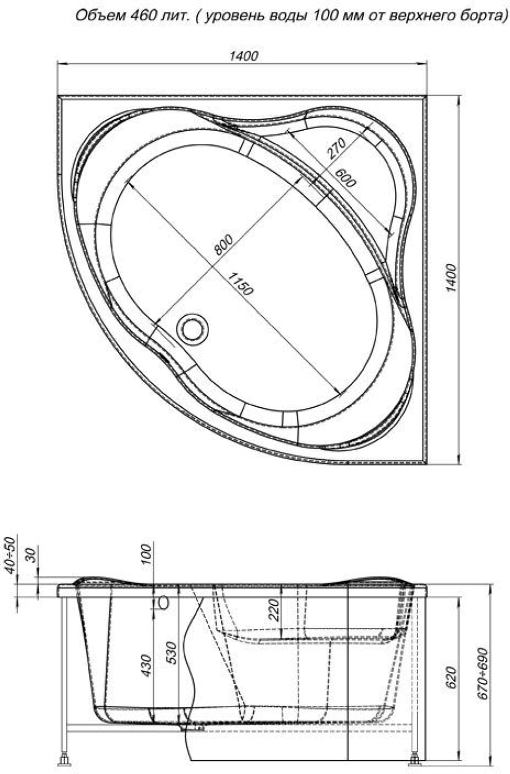 Фронтальный экран Aquanet Palau 140