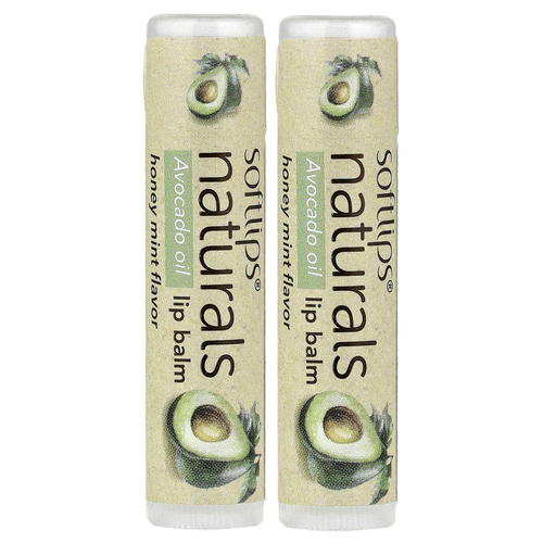 Softlips, Naturals, бальзам для губ с маслом авокадо, мед и мята, 2 стика по 4,2 г (0,15 унции)