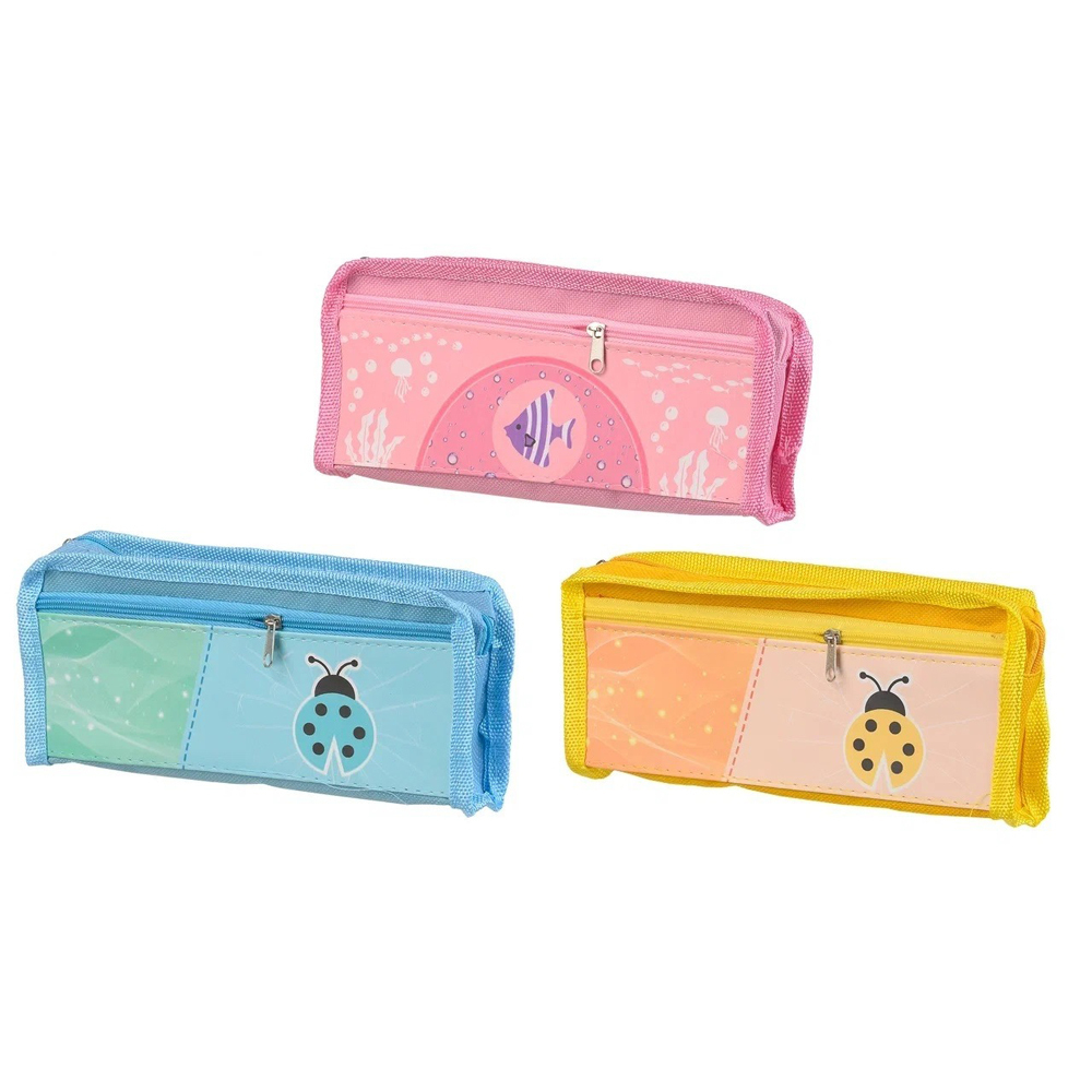 Пенал-косметичка Basir без наполнения, 20,5*9*4 см, серия "Коровка", с боковым карманом, ассорти