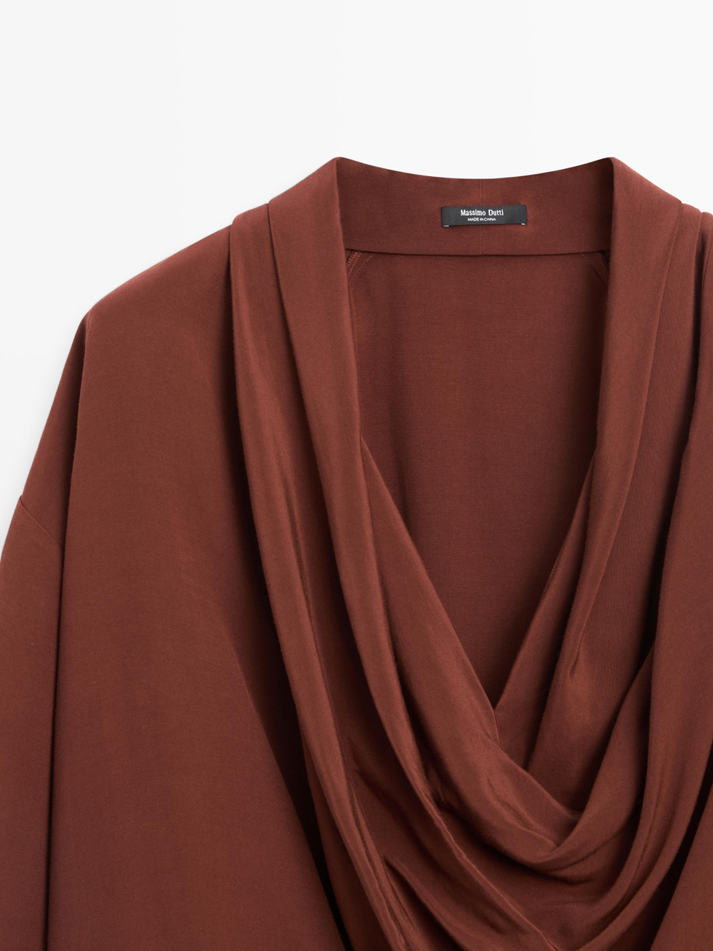 Massimo Dutti Рубашка с драпировкой, апельсиновый