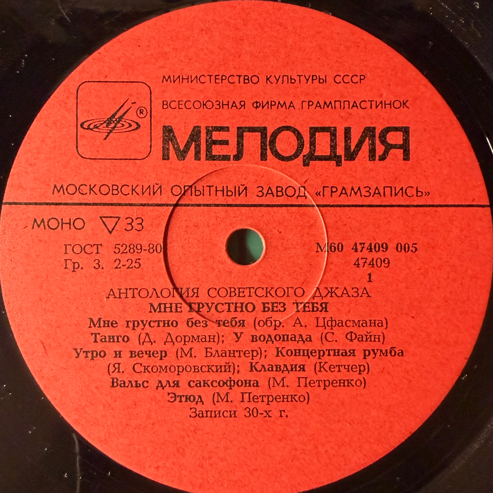 Виниловая пластинка Сборник – Мне Грустно Без Тебя (Мелодия) LP