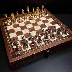 Шахматы "Престиж" большие 39х39 см орех антик (2813.WAL)