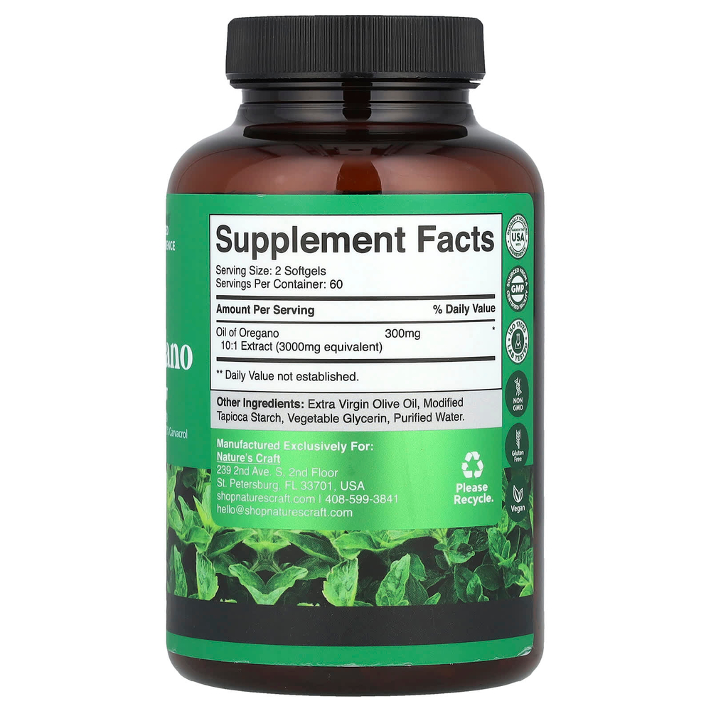 Nature's Craft, Масло орегано, 120 капсул (150 мг в каждой капсуле)
