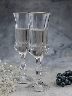 Набор бокалов для шампанского, 160 мл. 6 шт, с золотом