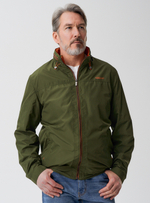 Ветровка мужская на резинке с контрастными акцентами зелёного цвета.