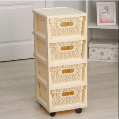 Комод Ajur «Компакт», с 4 корзинами, цвет слоновая кость