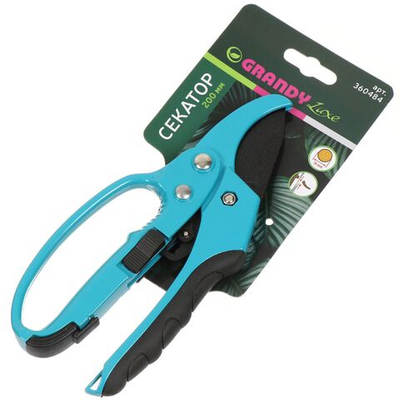 Секатор 200 мм, прямого реза, Grandy, Luxe, с храп мех, рук металл, резина