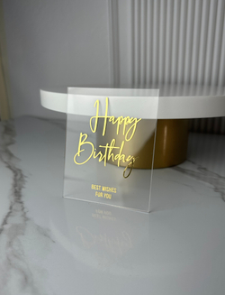 Топпер на торец Happy Birthday  №2 прозрачный акрил. 8/10см