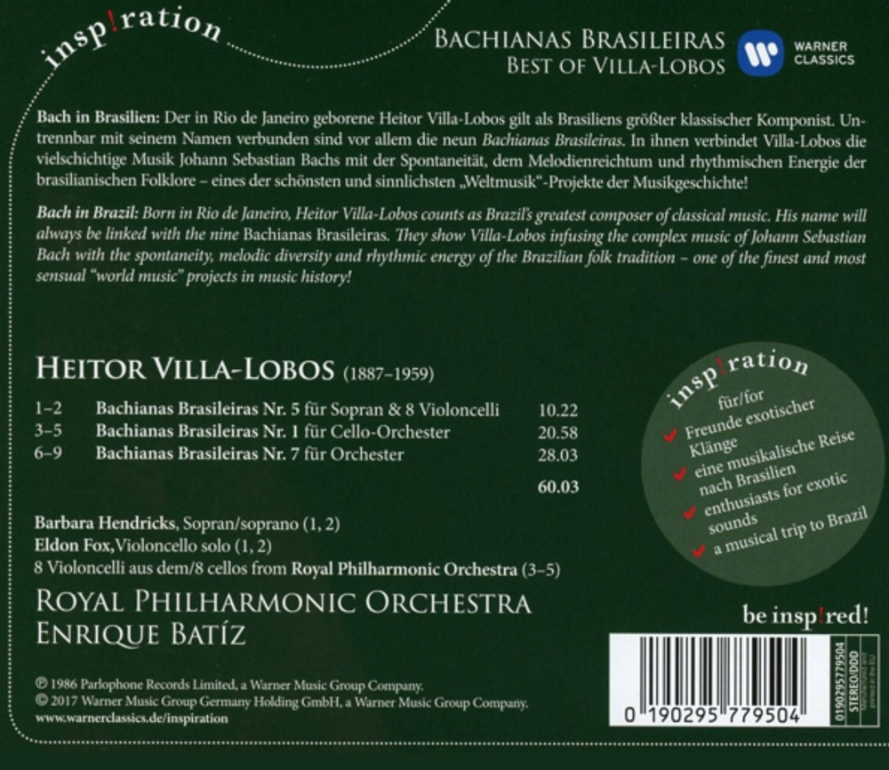 Barbara Hendricks, The Royal Philharmonic Orchestra, Enrique Batiz / Villa-Lobos: Bachianas Brasileiras 1, 5 & 7 (CD)