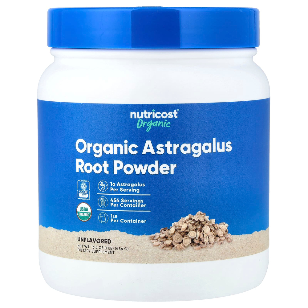 Nutricost, порошок из корня органического астрагала, без добавок, 454 г (16,2 унции)