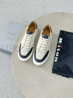 Мужские кеды Kiton белого цвета с синими деталями