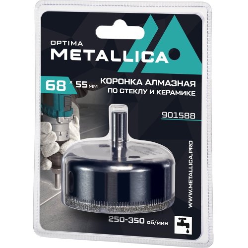 Коронка алмазная METALLICA Optima 68x55 мм по стеклу,плитке,1 шт в блистере   901588