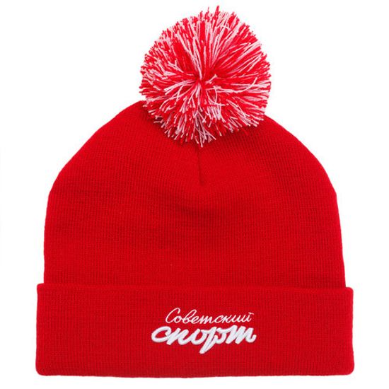 Шапка ЗАПОРОЖЕЦ х СОВЕТСКИЙ СПОРТ Logo Pom Beanies (Красный (Red))