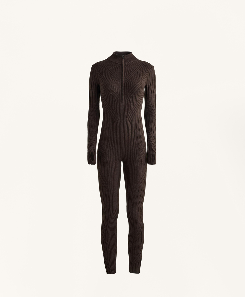 Oysho Термокомбинезон Base Layer в рубчик, темно-коричневый