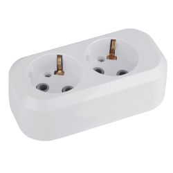 Колодка ЭРА KX-2e 2 розетки с зазeмлением белая