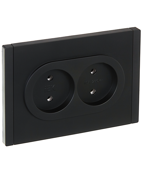 FORTE&PIANO Розетка 2-местная без заземления без защитных шторок безвинтовое крепление 10А FP126 черный IEK