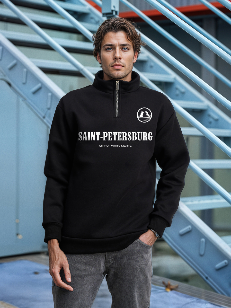 Толстовка мужская с зип-воротником "Saint Petersburg" красный