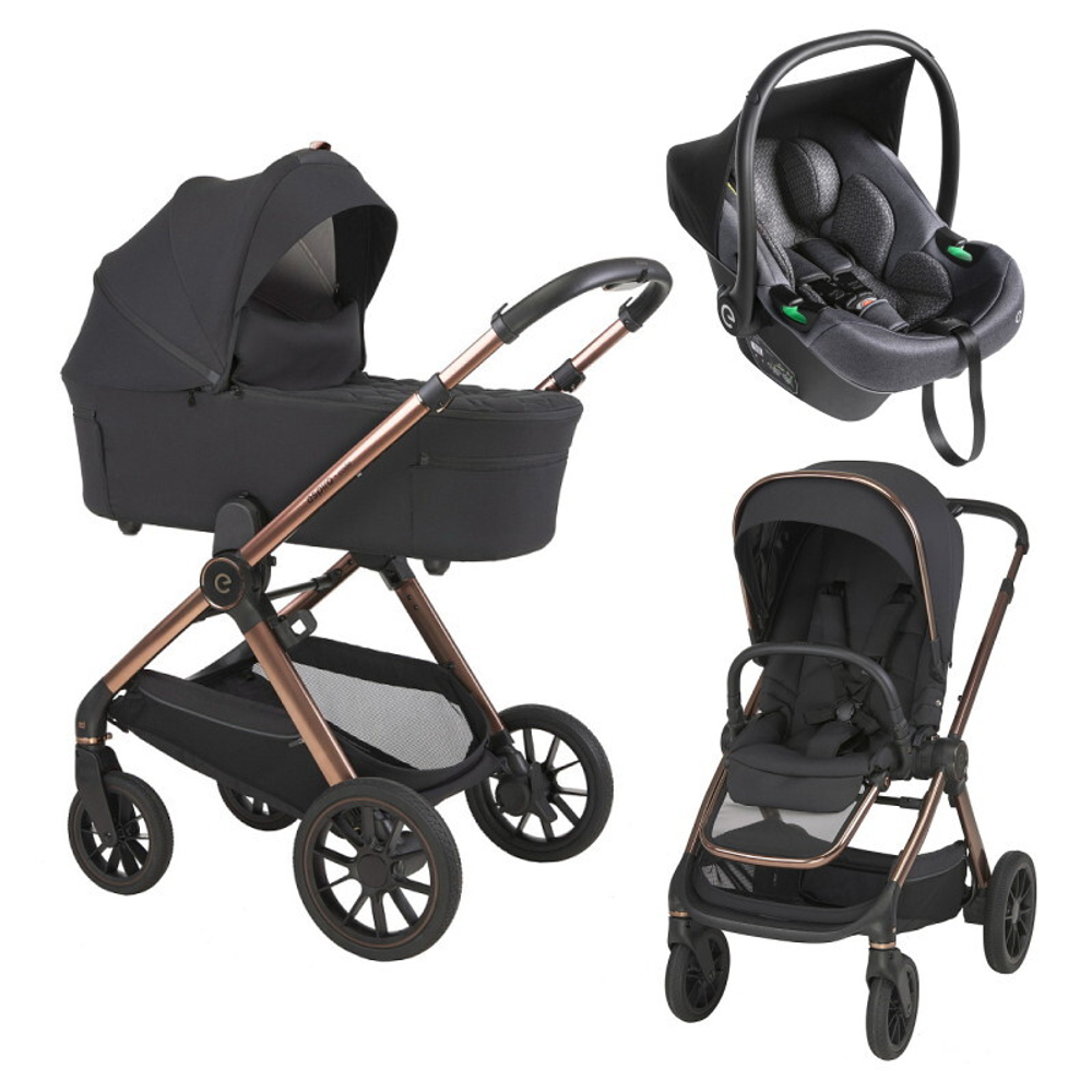Детская коляска 3 в 1 Espiro Code 2025 и автокресло Pi Graphite 10 clever black/ Графитовый (Graphite 117)