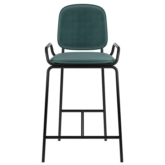 Стул полубарный Ror, 2 Frame, велюр, черный/зеленый