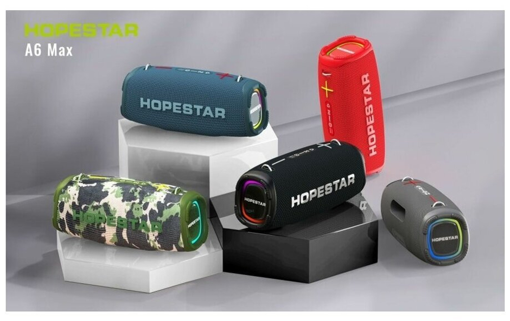 Портативная беспроводная Bluetooth колонка HOPESTAR A6 Max с микрофоном 80Вт/портативная акустика/блютуз колонка (Красная)