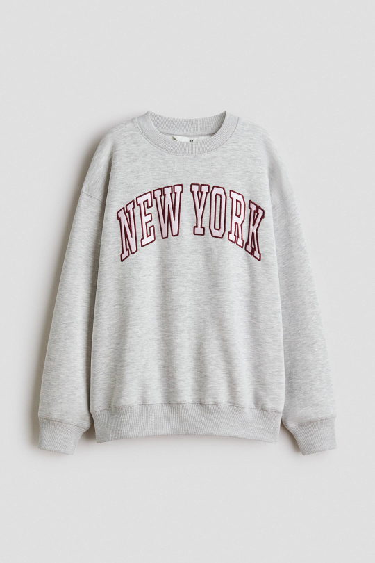 H&M Толстовка с принтом, светло-серый