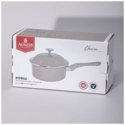 КОВШ AGNESS ЭМАЛИРОВАННЫЙ С ЭМАЛИРВОАННОЙ КРЫШКОЙ СЕРИЯ "CHARM", 1,5Л, 18Х8СМ