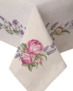 Скатерть 140х240см Mix&Match Home Розовое утро бежевая