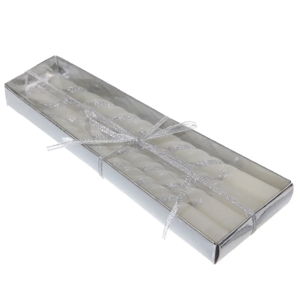 Свеча «Праздник» (набор 4 шт) 20 см, Белый/Серебро