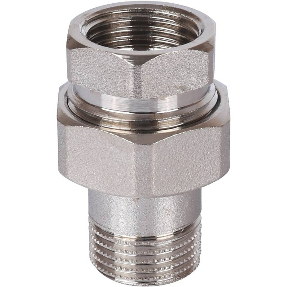 Соединение быстроразъемое (американка) STOUT - 1/2" (ВР/НР, латунь никелированая, плоск.уплотнение)