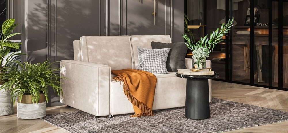 Диван Норд двухместный Велюр Монолит латте