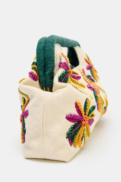 ZARA СУМКА-МЕШОК С БУСИНАМИ И ПРИНТОМ, РАЗНОЦВЕТНЫЙ