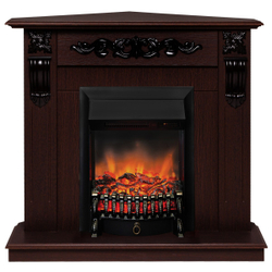 Электрокамин RealFlame Dominica Corner DN орех с очагом Fobos Lux Black RC