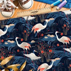 Ткань премиум таффета сказочные цапли
