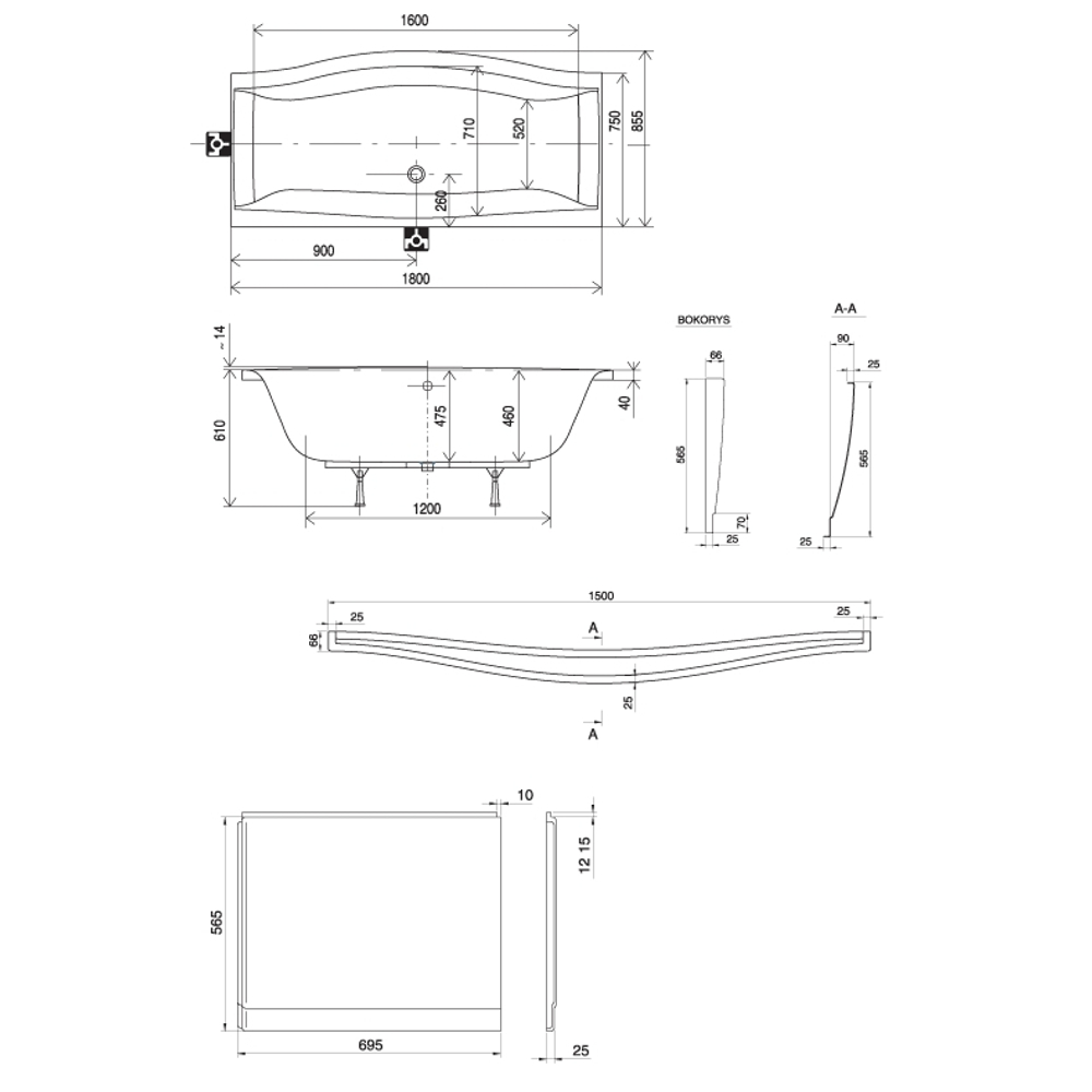 Ванна акриловая Ravak Magnolia 180х75см