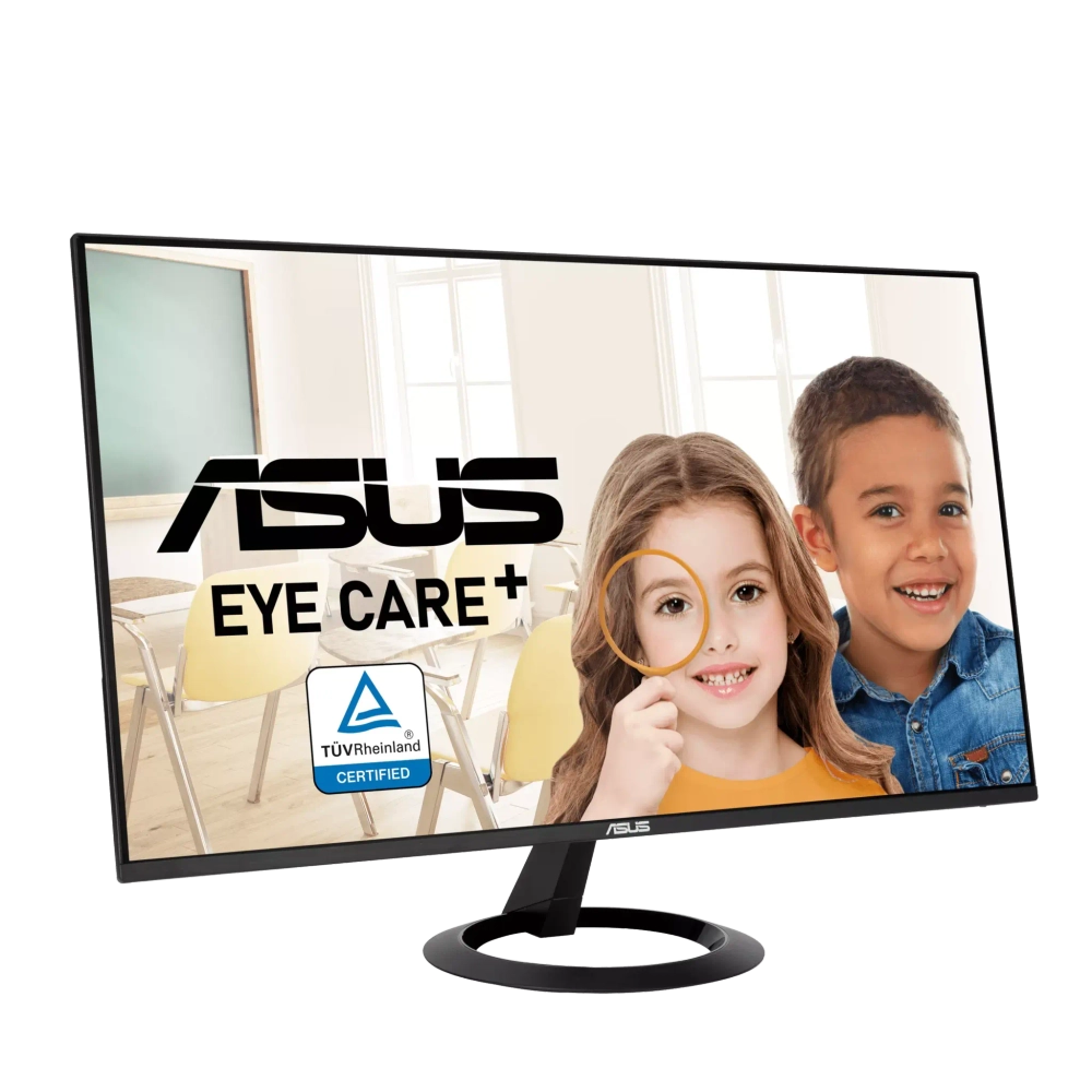 Безрамочный Ульратонкий 6,5мм Монитор 27" ASUS VZ27EHF IPS 1920x1080 100Hz 1ms 250cd/m 1300:1 1xHDMI Антибликовая поверхность, Встроенные функции и технологии: GamePlus, Low Blue Light, Trace Free, QuickFit, VRR (адаптивная синхронизация), Eye Care+ , SPLENDID, Черный