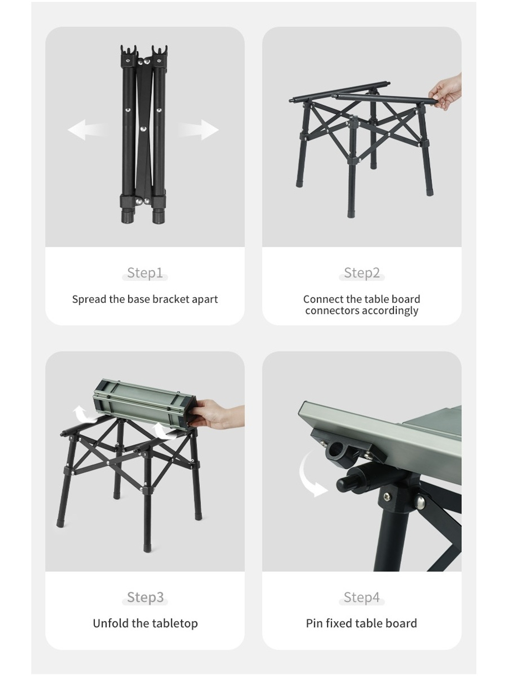 Стол туристический Naturehike Yamami Y01 складной,52х37,5х41 см, серый