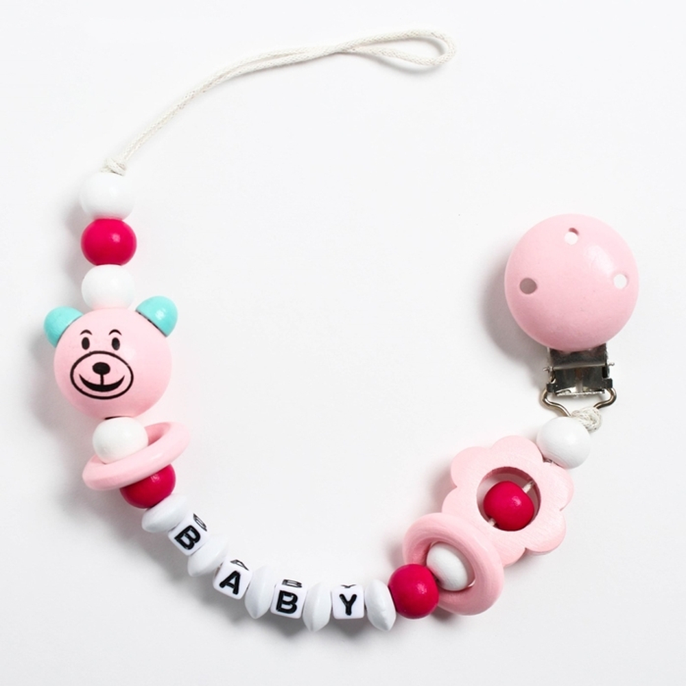 Держатель для пустышки "Мишка", цвет розовый 4155501