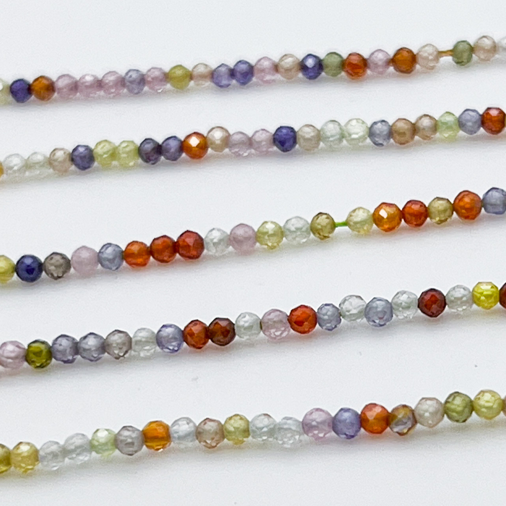 Фианит (кубический цирконий), цвет микс, размер 2 мм, цена за нить около 195 шт (38 см)