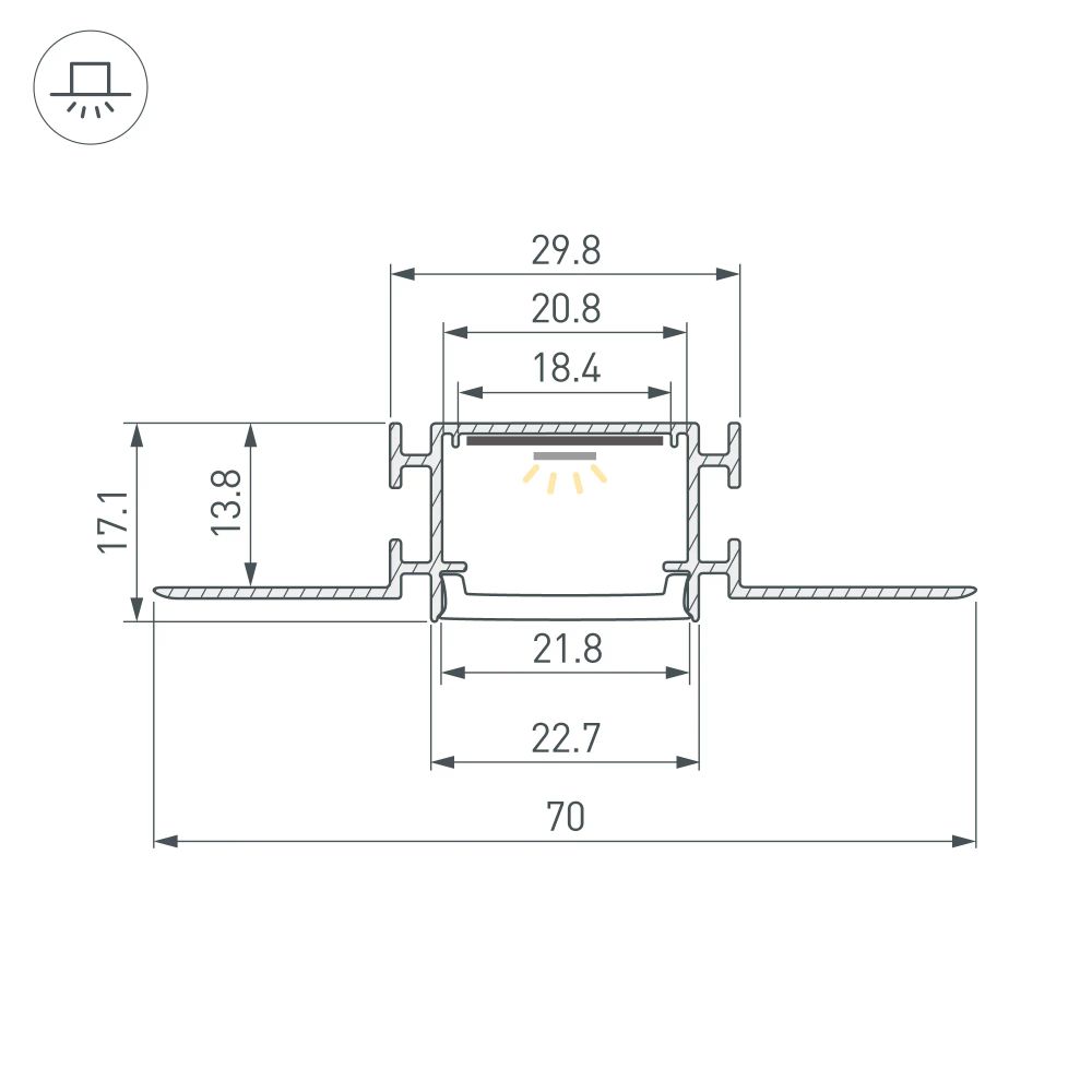 Профиль FANTOM-BENT-W23-TOP-2000 ANOD (Arlight, Алюминий) 040347(1)
