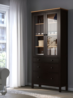 IKEA Шкаф стеклянный HEMNES стекло/стекло, 198х90х37, белый/св-коричневый, из массива дерева, КЫМОР (ХЕМНЭС ИКЕА), массив сосны