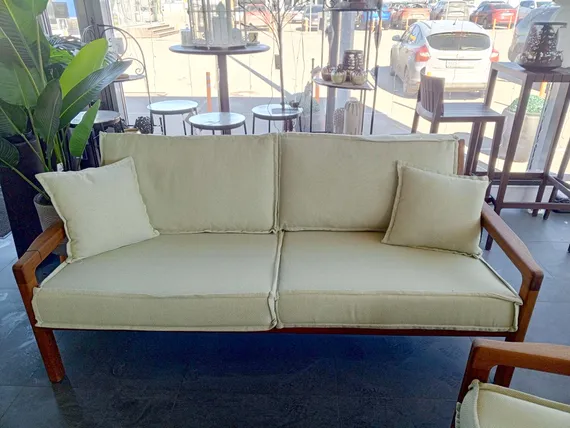 Комплект мебели Verda из массива ироко, диван, 2 кресла, столик