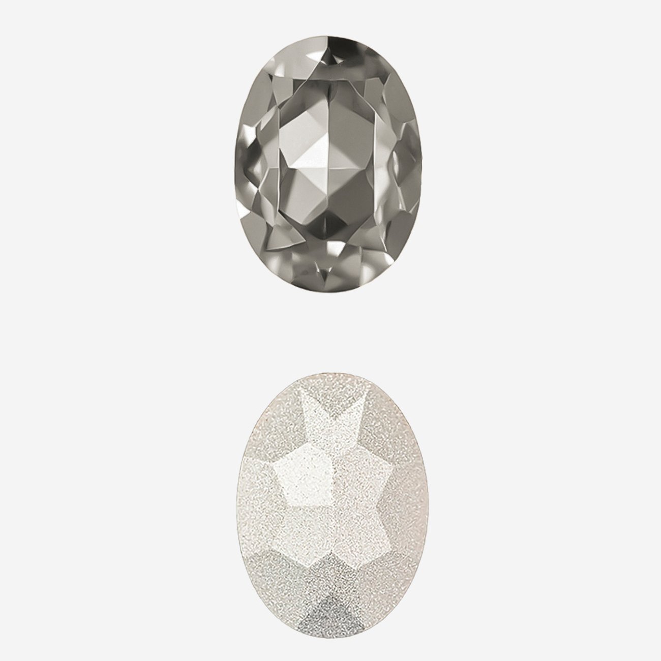 Кристалл Овал (Oval Fancy Stone), оттенок "Черный Бриллиант"/"Black Diamond", 14*10мм