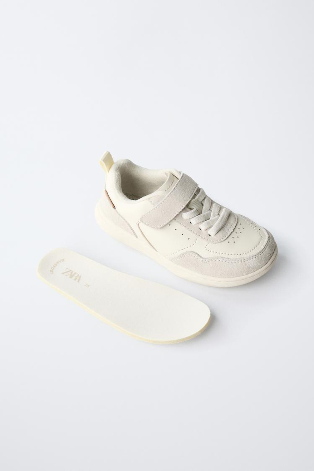 ZARA КОЖАНЫЕ КРОССОВКИ BAREFOOT, БЕЛЫЙ