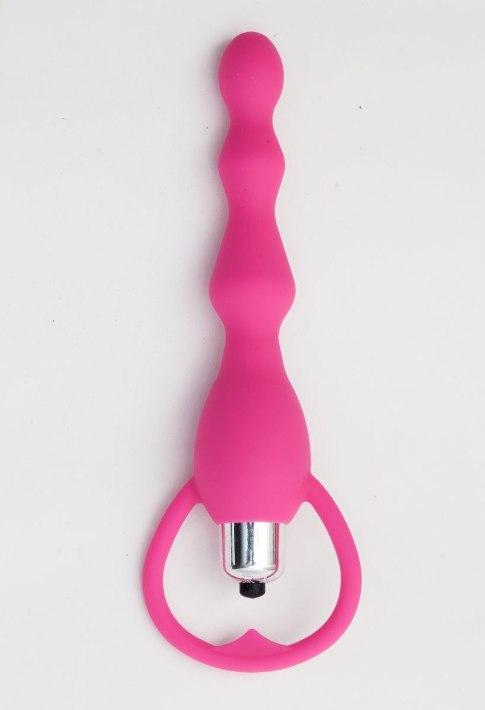 Розовый силиконовый анальный вибростимулятор с ограничителем - 17,5 см. (Цвет: розовый)