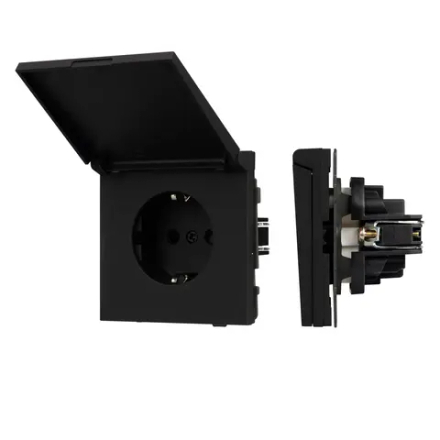 Механизм розетки влагозащищённый SCT-TENDO-MCP-SFPL-BK (230V, 16A) (Arlight, Матовый черный) 054599