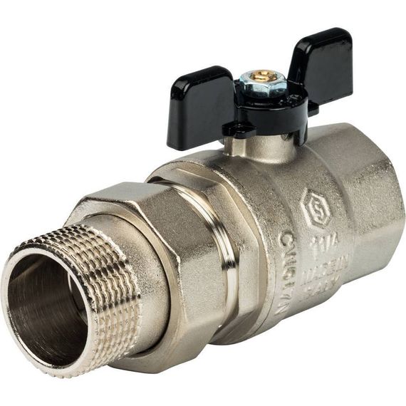 Кран шаровый со сгоном STOUT Н-В 1&quot;1/4 бабочка полнопроходной 32829