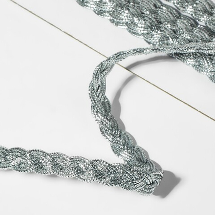 Тесьма декоративная косичка 8мм, серебряный