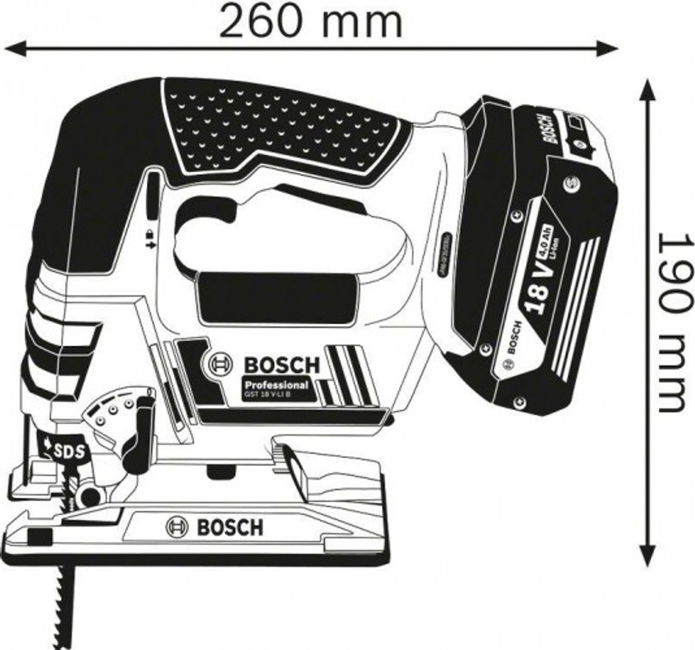 Лобзик аккумуляторный BOSCH GST 18 V-LI B 0615990M43 1х4,0Ач, картон